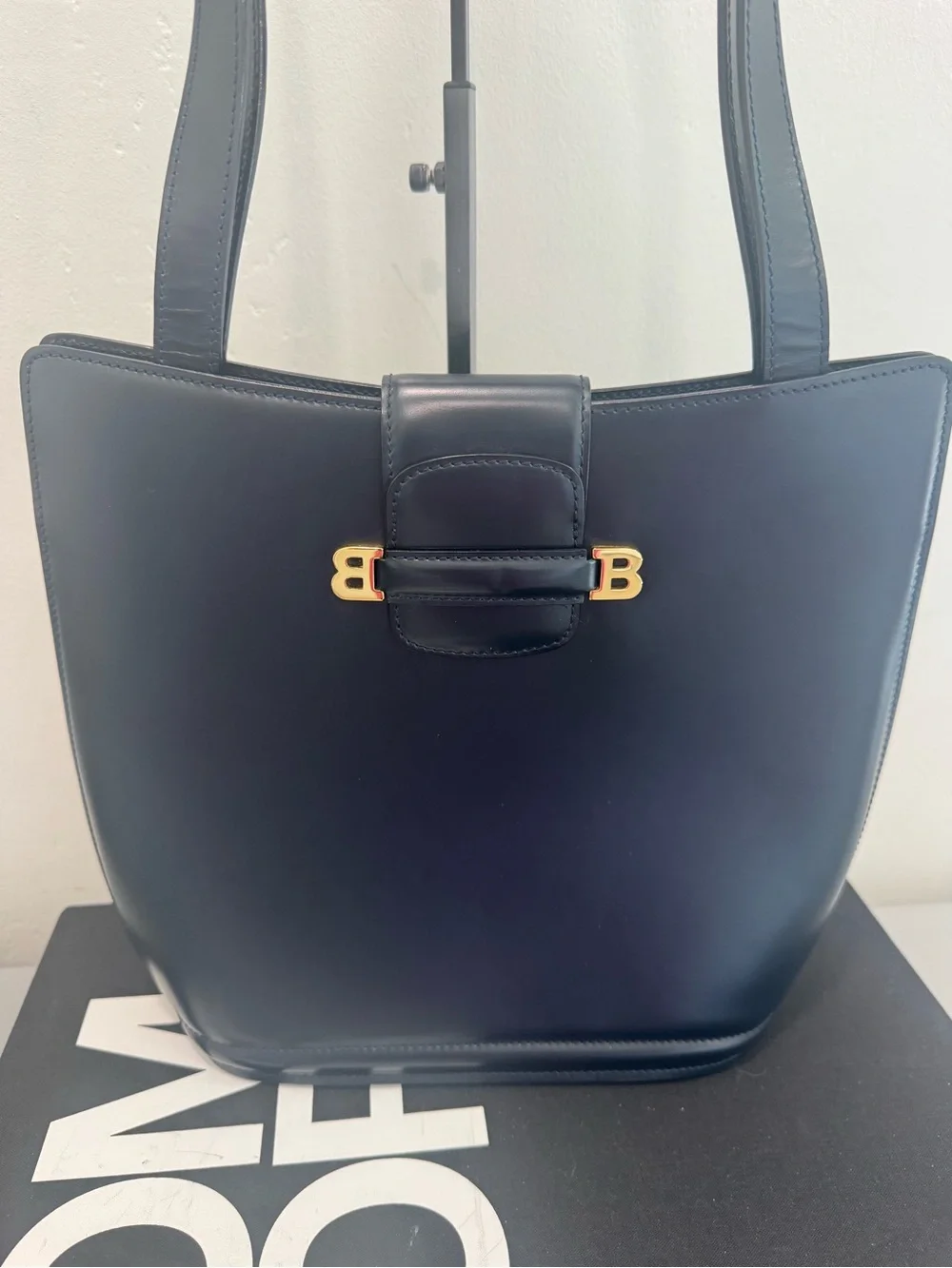 Bally Black Shoulder Bag with Gold B Logo